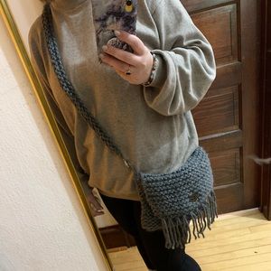 Handmade knit crossbody purse